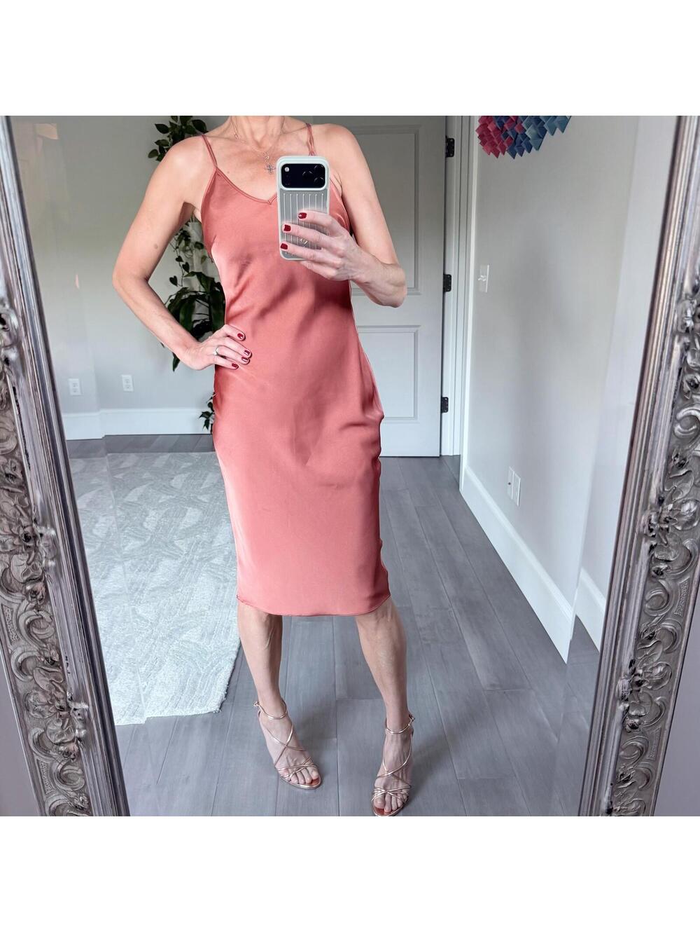 Bishop + Young Satin Slip Midi Dress Size S